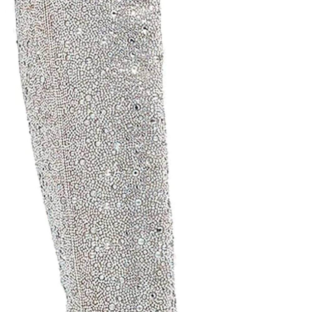 Women's Rhinestone Over-The-Knee Boots Sparkly Block Heel Cowboy Shoes